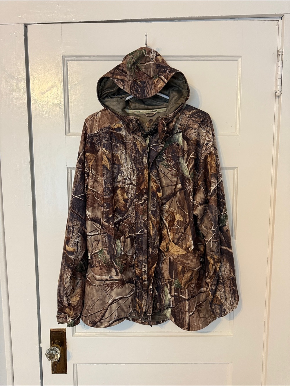 Realtree Men's Camouflage Hooded Field Jacket Brown Green